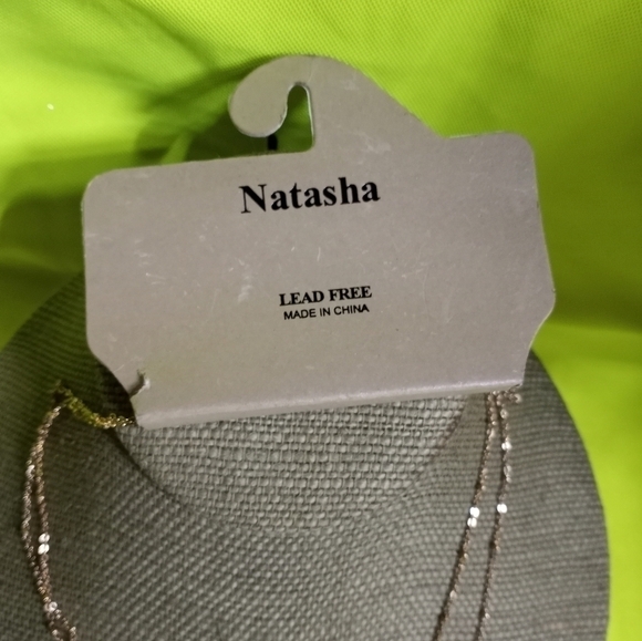 Goldtone tortoise Shell pattern Crystal necklace Natasha - Picture 6 of 6